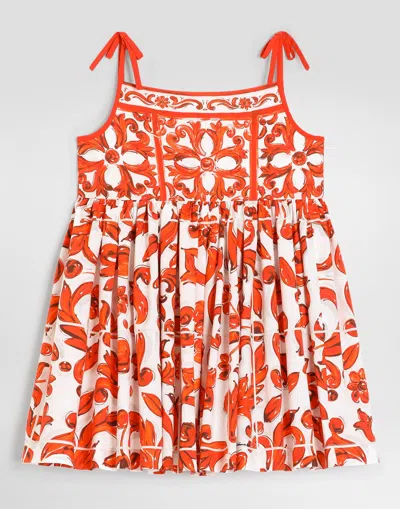 DOLCE & GABBANA MAJOLICA-PRINT POPLIN DRESS