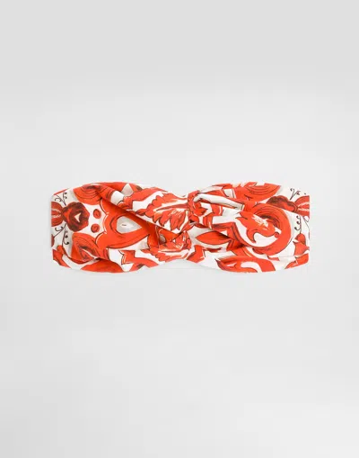 Dolce & Gabbana Kids' Majolica-print Poplin Headband In Red