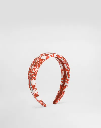 Dolce & Gabbana Kids' Majolica-print Poplin Headband In Multi
