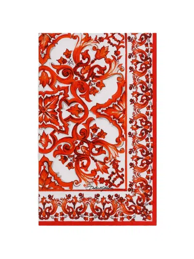 Dolce & Gabbana Majolica-print Terry Beach Towel In Red
