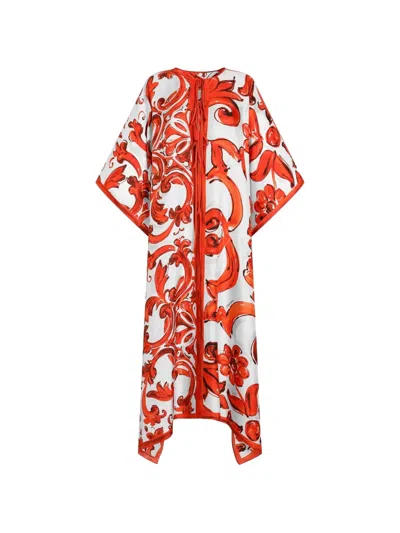 Dolce & Gabbana Majolica-print Twill Kaftan Dress In Multi