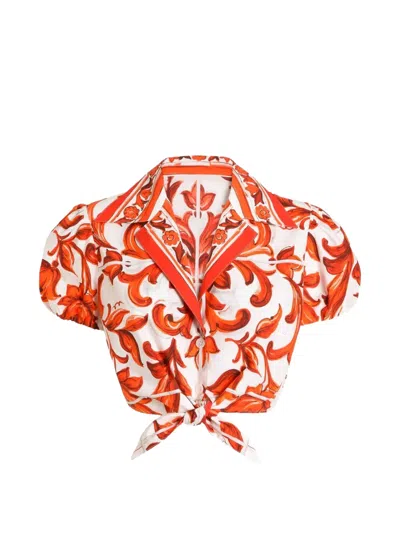 Dolce & Gabbana Majolica-prints Short-sleeved Top In Multi