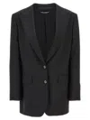 Dolce & Gabbana Dark Grey Single-breasted Blazer In Black