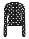 Dolce & Gabbana Polka Dot Wool Blend Cardigan In White