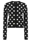 Dolce & Gabbana Polka Dot-pattern Button-up Cardigan In White/black