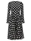Dolce & Gabbana Charmeuse Calf-length Circle-skirt Dress With Polka-dot Print