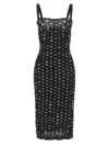 Dolce & Gabbana Polka Dot Print Draped Tulle Midi Dress