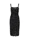 Dolce & Gabbana Polka Dot Print Draped Tulle Midi Dress In Multicolor