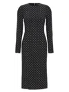 Dolce & Gabbana Charmeuse Calf-length Sheath Dress With Polka-dot Print In White/black