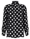 Dolce & Gabbana Polka Dot Pointed Collar Long Sleeve Shirt In Black