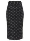 Dolce & Gabbana Polka Dots Logo Silk Midi Skirt