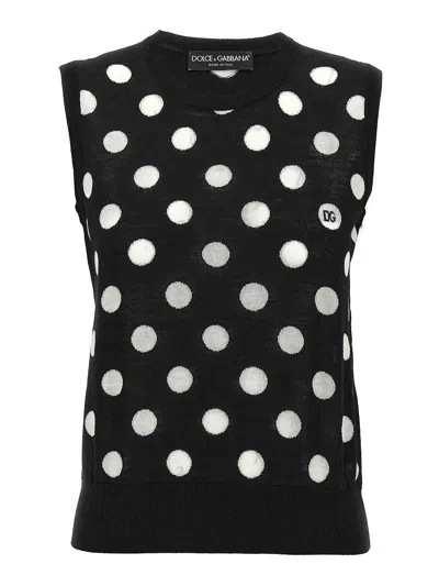 Dolce & Gabbana Dolce&gabbana Women Top With Polka-dot Motif In Black