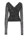 Dolce & Gabbana Ruched Wrap-effect Printed Polka-dot Tulle Blouse In White