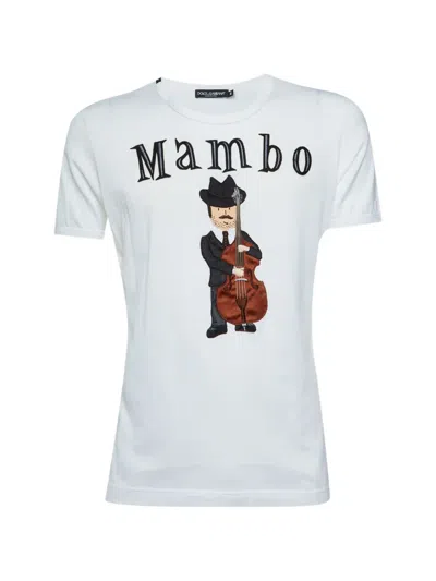 Pre-owned Dolce & Gabbana Mambo-embroidered T-shirt In White