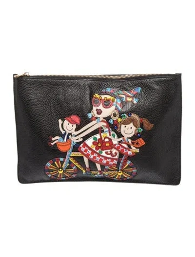 Pre-owned Dolce & Gabbana Mamma Clutch In Black