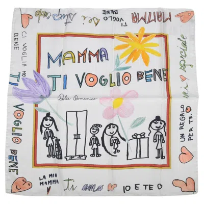 Pre-owned Dolce & Gabbana "mamma" Silk Scarf New In Gray