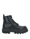 Dolce & Gabbana Black Ankle Boots With Chunky Platform And Logo Plaque In Leather Blend Man In Black