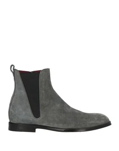 Dolce & Gabbana Man Ankle Boots Grey Size 6 Calfskin In Gray
