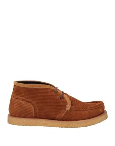 Dolce & Gabbana Man Ankle Boots Tan Size 7 Leather In Brown