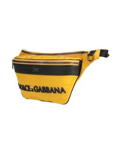 Dolce & Gabbana Man Belt Bag Yellow Size - Polyamide, Calfskin, Nylon