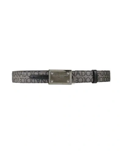 Dolce & Gabbana Man Belt Dove Grey Size 38 Cotton, Polyurethane, Polyester, Calfskin