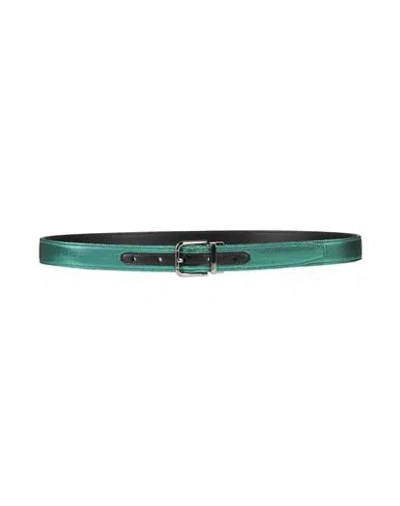Dolce & Gabbana Man Belt Emerald Green Size 39.5 Polyester, Lurex, Calfskin
