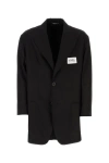 Dolce & Gabbana Shantung Oversize Blazer Peak Lapels In Black