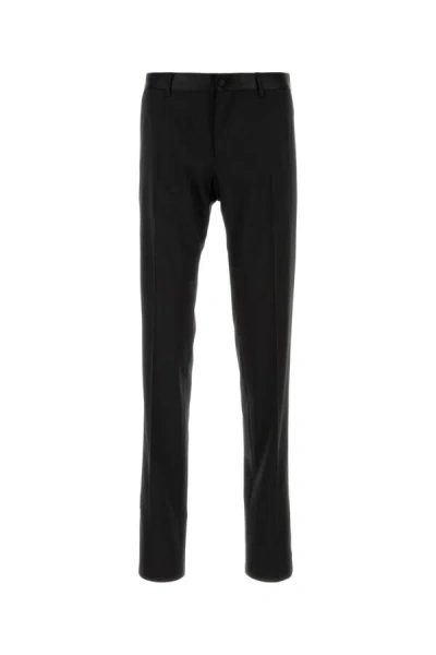 DOLCE & GABBANA DOLCE & GABBANA MEN BLACK STRETCH WOOL BLEND PANT