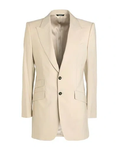 Dolce & Gabbana Man Blazer Beige Size 48 Virgin Wool, Silk, Polyamide, Elastane
