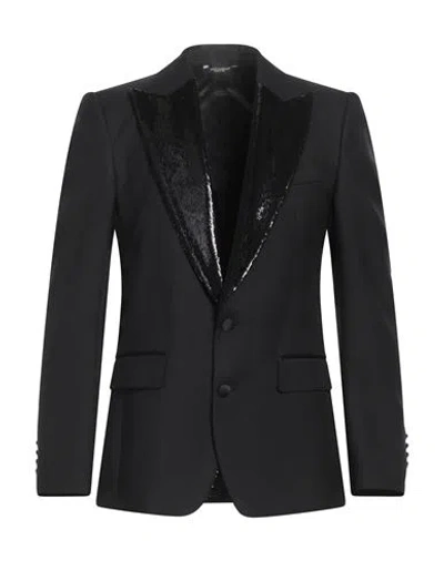 Dolce & Gabbana Man Blazer Black Size 40 Polyester, Viscose, Silk
