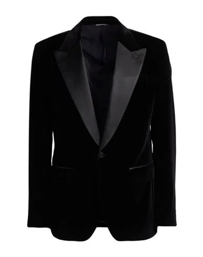 DOLCE & GABBANA DOLCE & GABBANA MAN BLAZER BLACK SIZE 42 COTTON, SILK, POLYESTER