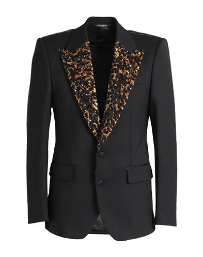 Dolce & Gabbana Man Blazer Black Size 42 Wool, Polyester, Silk, Elastane