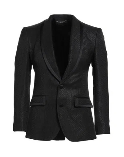 Dolce & Gabbana Man Blazer Black Size 50 Cotton, Wool, Polyester, Silk, Polyamide