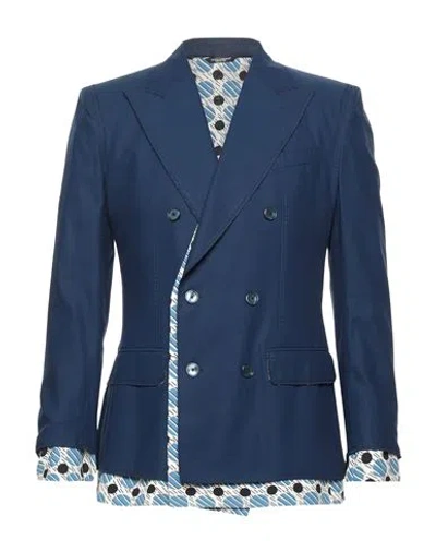 Dolce & Gabbana Man Blazer Blue Size 40 Cotton, Viscose, Silk
