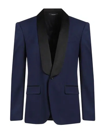 Dolce & Gabbana Man Blazer Blue Size 40 Virgin Wool, Silk, Polyester, Elastane