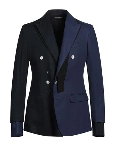 Dolce & Gabbana Man Blazer Blue Size 48 Linen, Virgin Wool, Elastane
