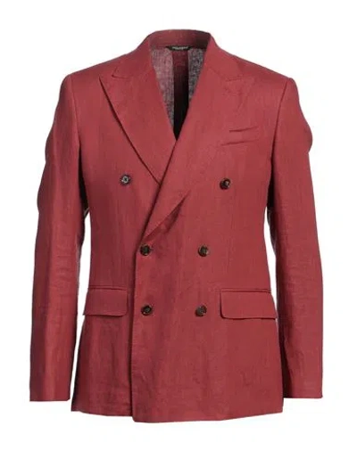 Dolce & Gabbana Man Blazer Brick Size 40 Linen In Red