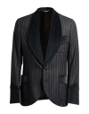 Dolce & Gabbana Man Blazer Charcoal Size 40 Virgin Wool, Cotton In Black