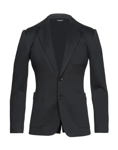 Dolce & Gabbana Man Blazer Charcoal Size 48 Cotton, Polyamide, Polyester, Silk In Grey
