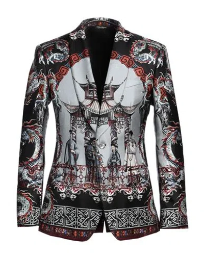 Dolce & Gabbana Man Blazer Grey Size 40 Silk In Black
