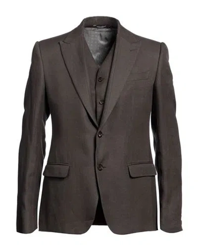 Dolce & Gabbana Man Blazer Khaki Size 46 Linen, Polyester, Silk In Beige