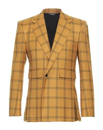 Dolce & Gabbana Man Blazer Marigold Size 46 Virgin Wool In Yellow