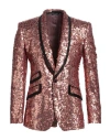 Dolce & Gabbana Pink Sequin Sicilia 1 Button Men Suit Blazer In Metallic