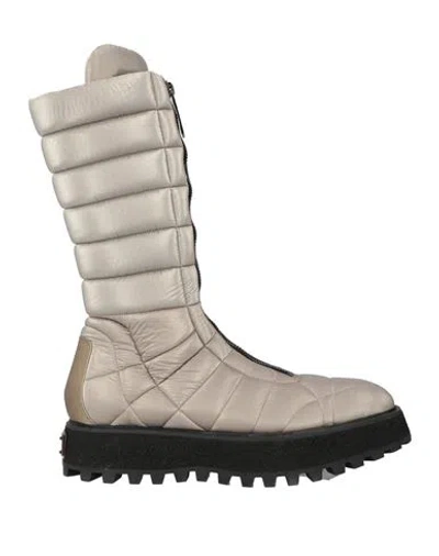 Dolce & Gabbana Man Boot Platinum Size 10 Textile Fibers, Leather In Gray