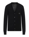 Dolce & Gabbana Logo Plaque Ribbed Cardigan In Black