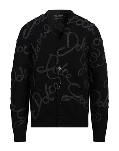 Dolce & Gabbana Man Cardigan Black Size 36 Virgin Wool, Wool, Silk, Cashmere