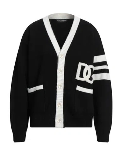 Dolce & Gabbana Man Cardigan Black Size Xl Virgin Wool, Wool, Acrylic, Polyester