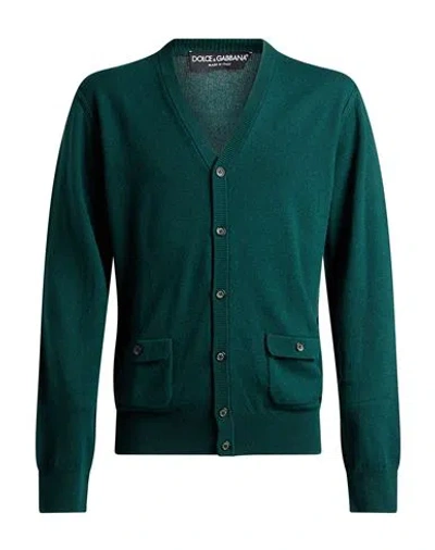 Dolce & Gabbana Man Cardigan Dark Green Size 44 Cashmere