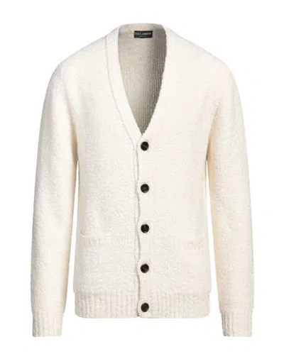 Dolce & Gabbana Man Cardigan Ivory Size 40 Cashmere, Silk