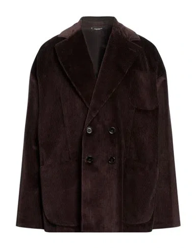 Dolce & Gabbana Man Coat Dark Brown Size 42 Cotton, Elastane